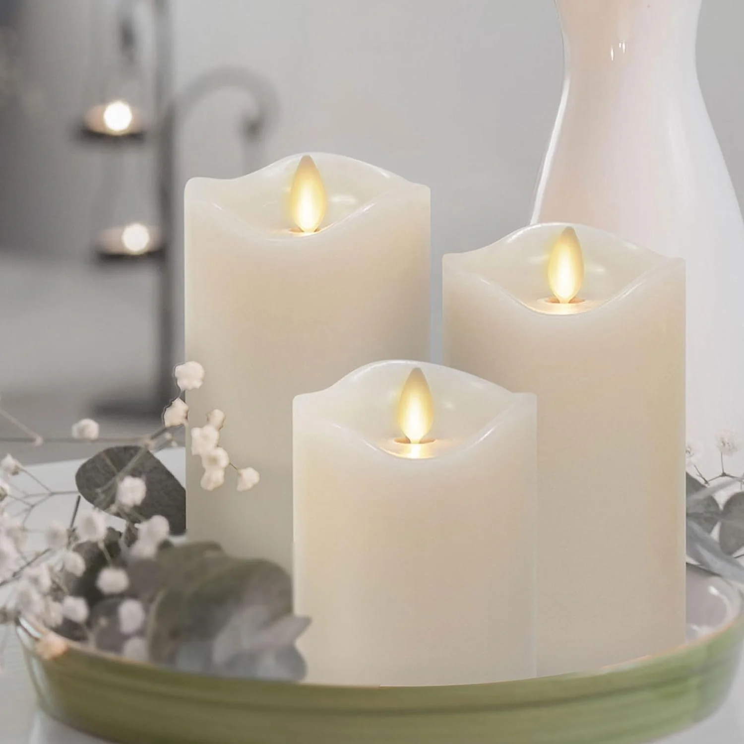 Candle Co. Flameless Moving Flame Pillars, Unscented Wax Melted Edge, AA Batteries - Image 3
