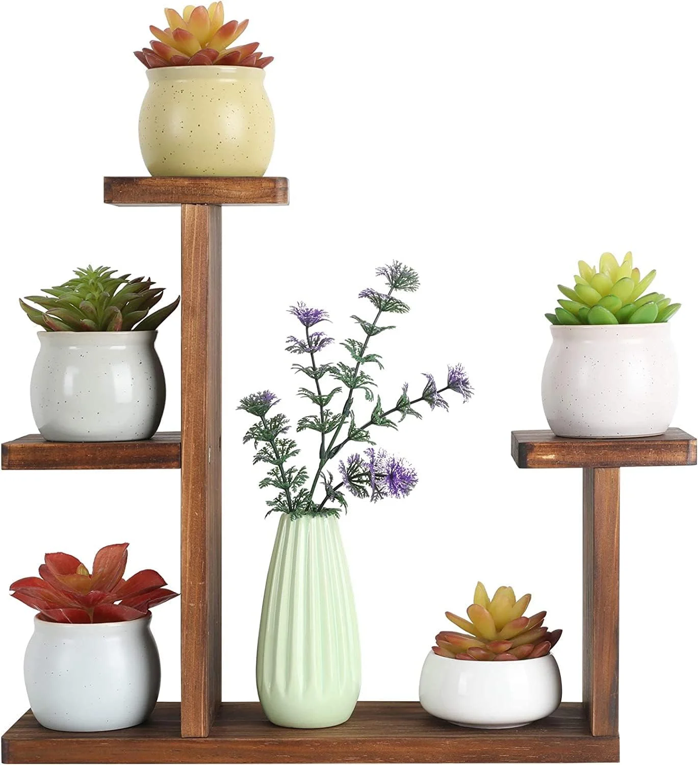Wood Desktop Plant Stand Indoor Small Windowsill Flower Shelf 4 Tier - Image 3