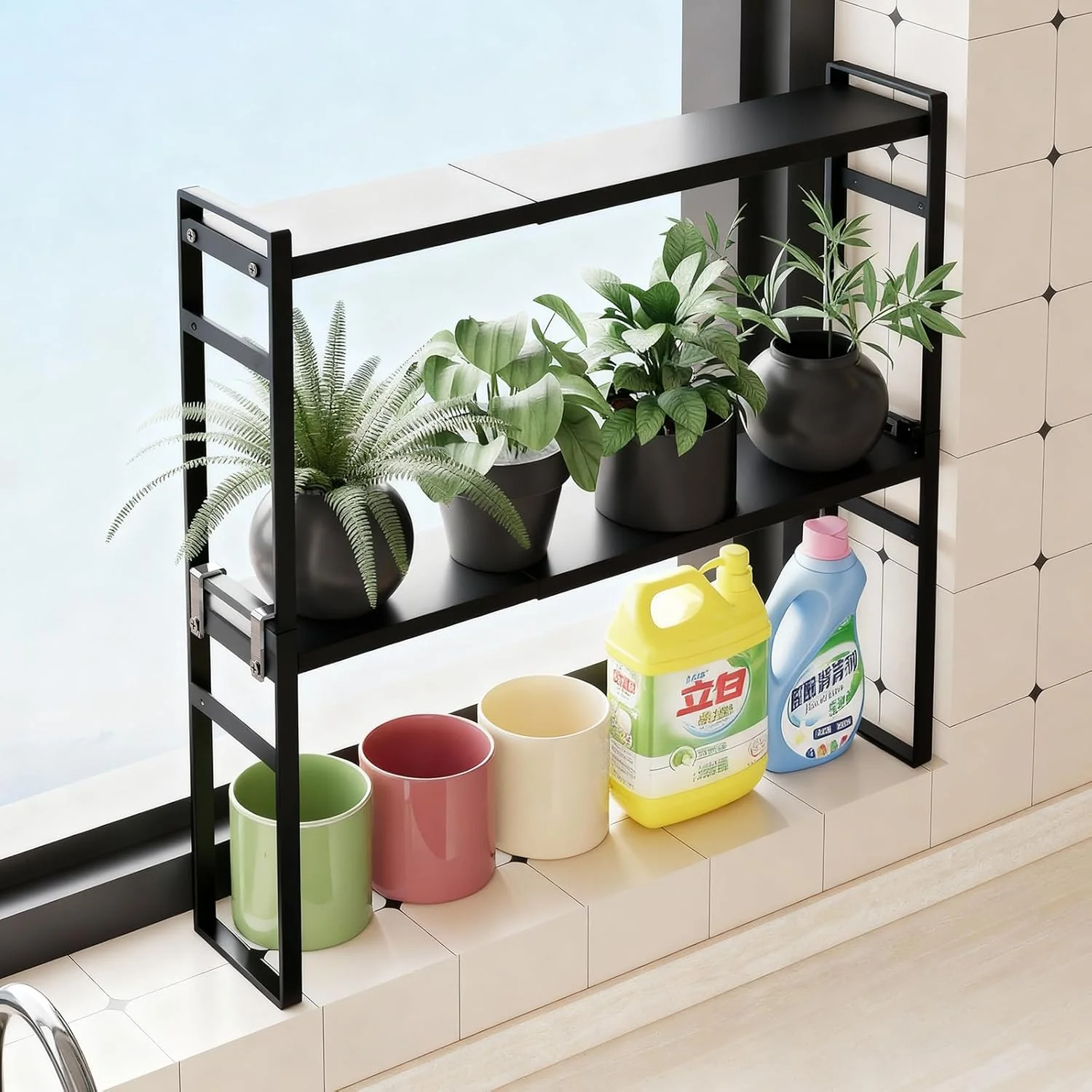 Expandable Narrow Shelf Organizer with 2-Level Adjustable Height - Image 3