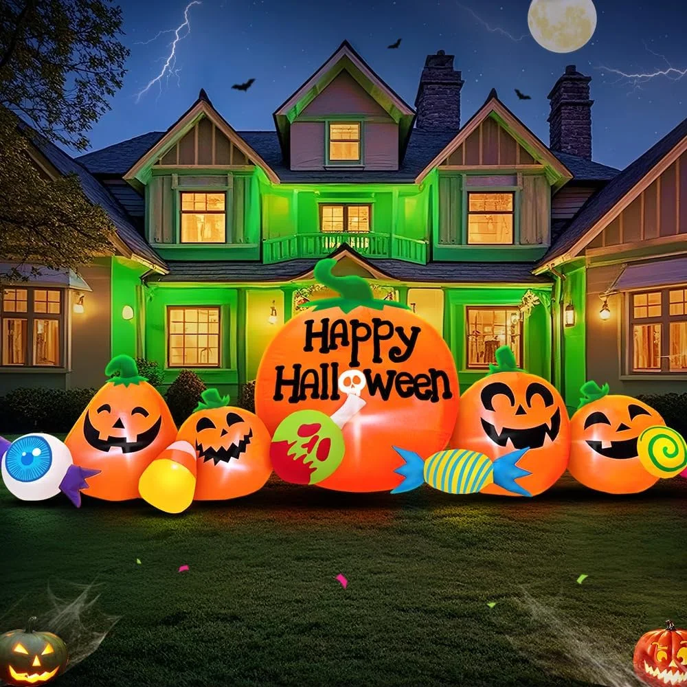 Halloween Inflatable Decorations Outdoor, Halloween Decoration Outdoor Inflatable Pumpkin Combo with LED Blow Up Inflatables for Holiday Garden Yard - Image 2