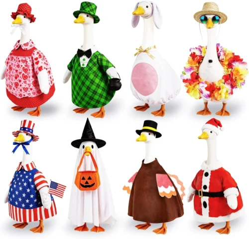 Alternative view of 8 Set Porch Goose Outfits Holiday Goose Clothes - Valentine St. Patrick Easter Summer 4th of July Fall Halloween Christmas Lawn Porch Goose Clothing