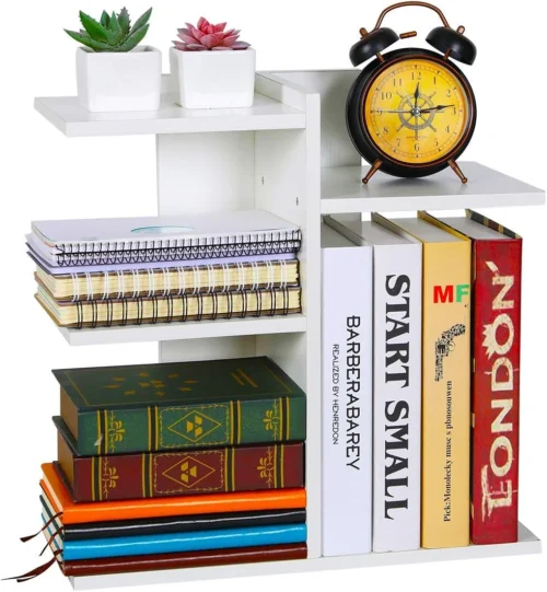 Alternative view of Desktop Bookshelf Freestanding Wooden Countertop Bookcase Accessories Organizer Display Rack Dorm Desk Storage Shelf