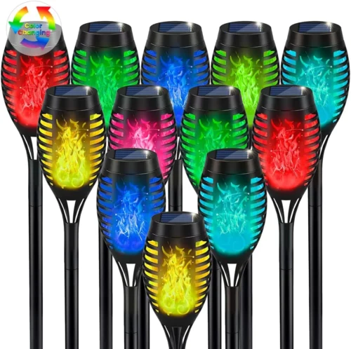 Solar Torch Light with Flickering Flame for Halloween Decorations