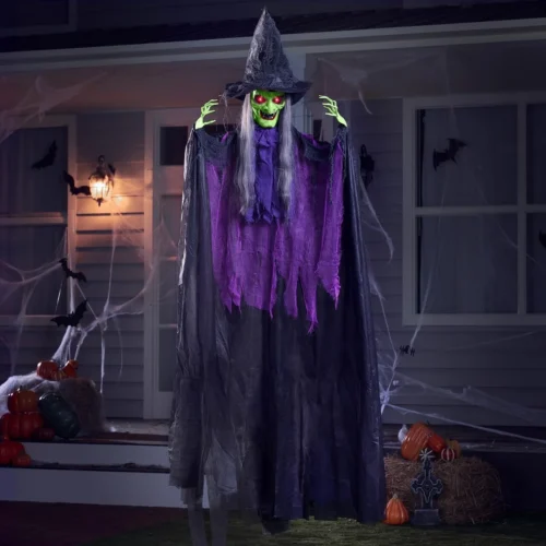 Alternative view of 72?? Halloween Hanging Witch Decorations Outdoor, Flying Talking Ghost Decor Light Up Eyes Sound Activated