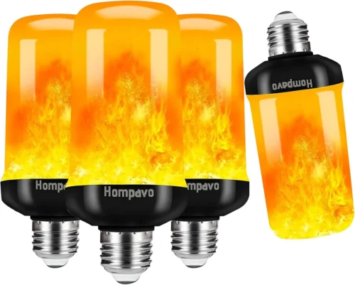 ??Upgraded?? LED Flame Light Bulbs, 4 Modes Flickering Light Bulbs with Upside Down Effect, E26/E27 Flame Bulb for Halloween, Christmas, Party