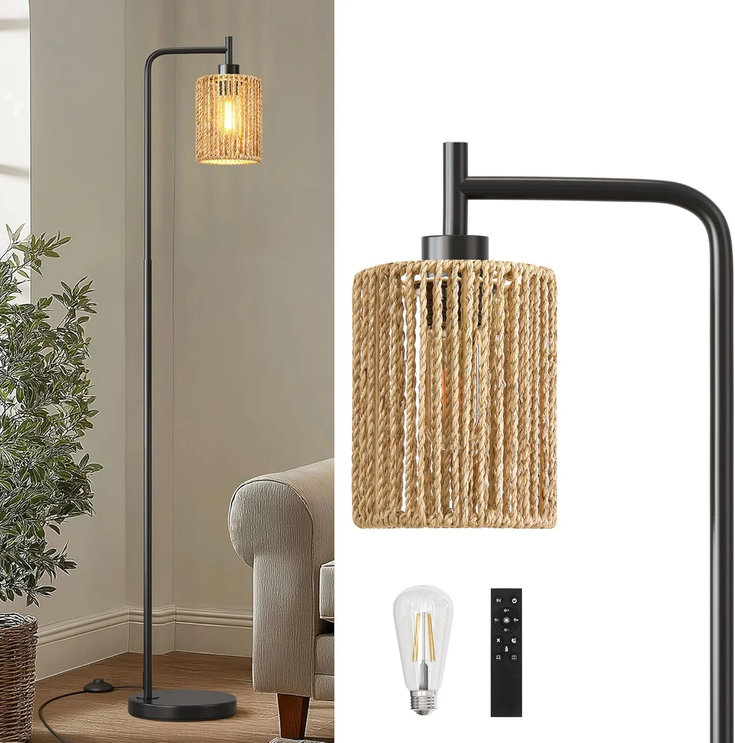 70 Industrial Floor Lamp, Stepless Dimmable Standing Lamp with 3 Bulbs, Farmhouse Corner Standing Tree Lamp for Living Room, Tall Lamps for Bedroom - Image 3