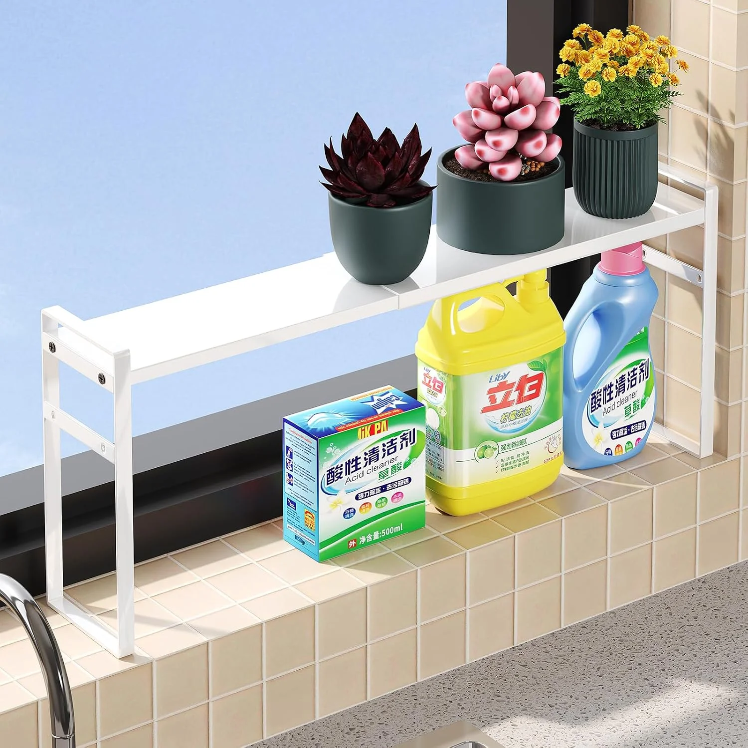 Expandable Narrow Shelf Organizer with 2-Level Adjustable Height - Image 4
