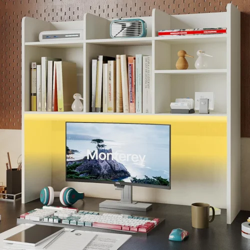 Alternative view of Desk Hutch Dorm, Desktop Bookshelf with 7 Shelves