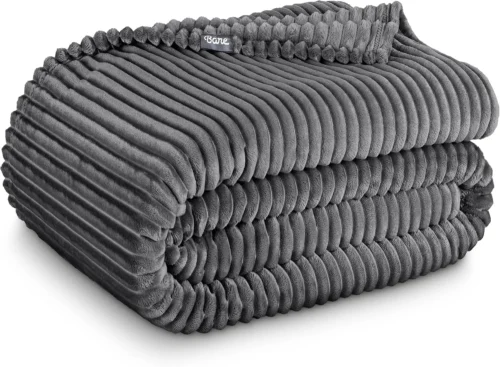 Bare Home Fleece Blanket Luxury Microplush (Full/Queen, Grey)