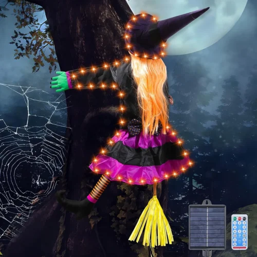 Alternative view of Halloween Decorations Outdoor, Solar Witch, Orange Purple
