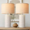 23 Modern Ceramic Table Lamp Set of 2, Table Lamps for Living Room, Rustic Farmhouse Bedside Lamps Nightstand lamp for Bedroom