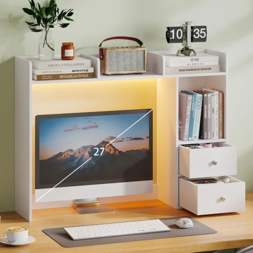 Desktop Bookshelf, 36.4 DormDesk Hutch with 5 Shelves