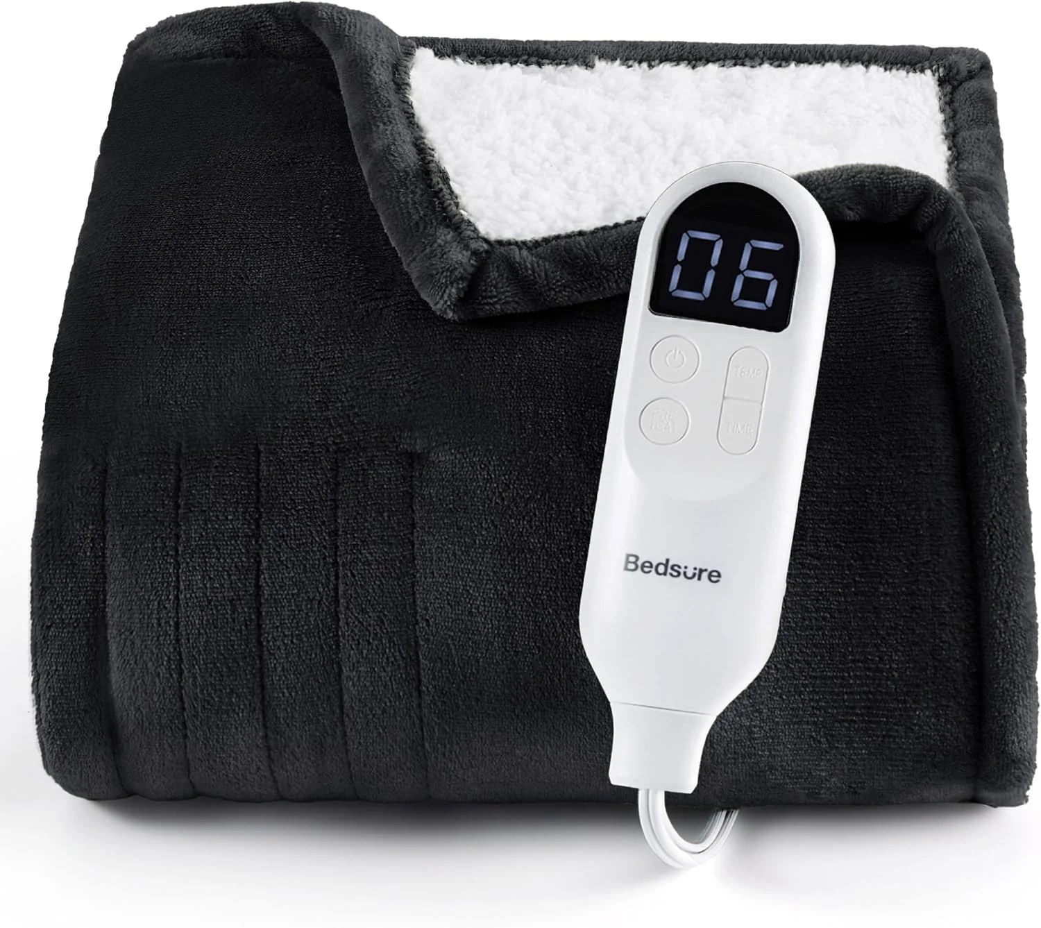 Bedsure Heated Blanket Throw Blanket with Preheat Function - Fast Heating Electric Blanket, Soft Flannel Throw with 6 Time Settings(Up to 10H), 6 Heating Settings, Gifts for Grandma (50x60, Grey)
