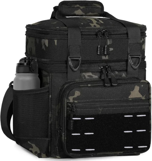 Alternative view of Tactical Expandable Lunch Box Men 2 Layer Cooler Bag 20 Cans Black