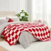 Snuggle Sac Fall Checkered Throw Blanket Faux Fur Microfiber Blankets for Couch, Cozy Soft Warm Blanket for Sofa Bedroom Living Room, Beige Checker, 50x60 inches