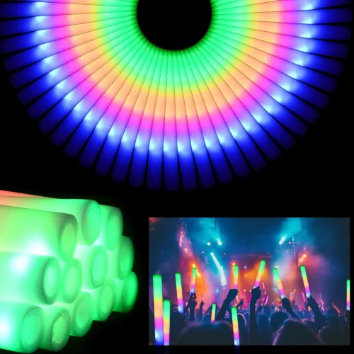 36 Pcs LED Foam Glow Sticks Bulk, Glow in The Dark Party Supplies??Foam Light Up Sticks 3 Modes of Color Flashing for Birthday, Wedding, Raves
