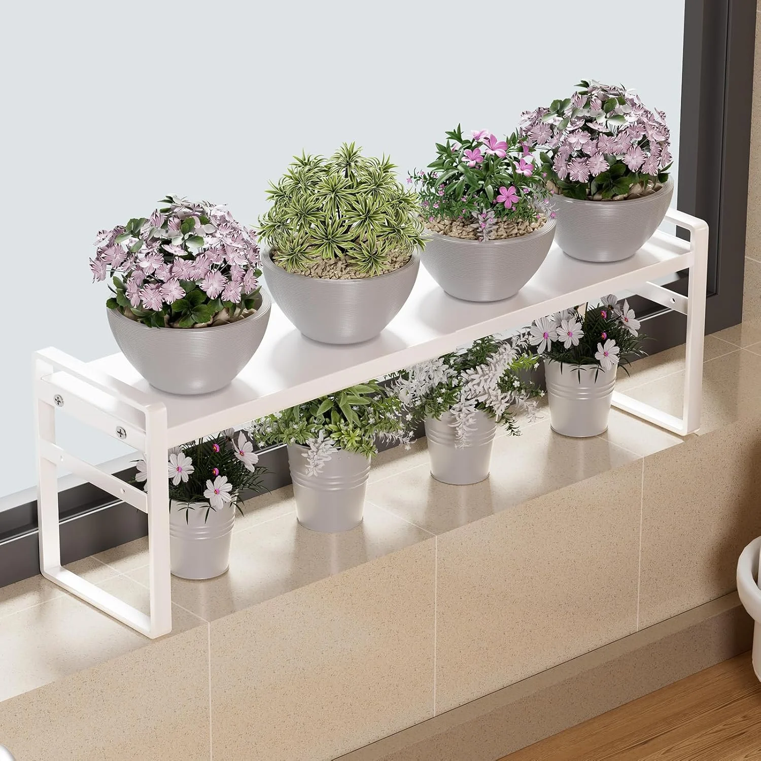 Narrow Tall Storage Shelf for Windowsill & Kitchen, White - Image 4