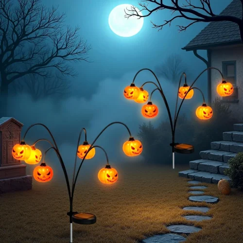 Nook Pack Solar Halloween Lights Outdoor Decorations, Fall Pumpkin Lanterns