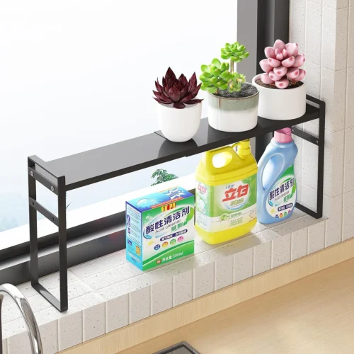 Expandable Narrow Shelf Organizer with 2-Level Adjustable Height