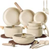 CAROTE 25pcs Ceramic Cookware Set, Pots and Pans Set with Detachable Handle
