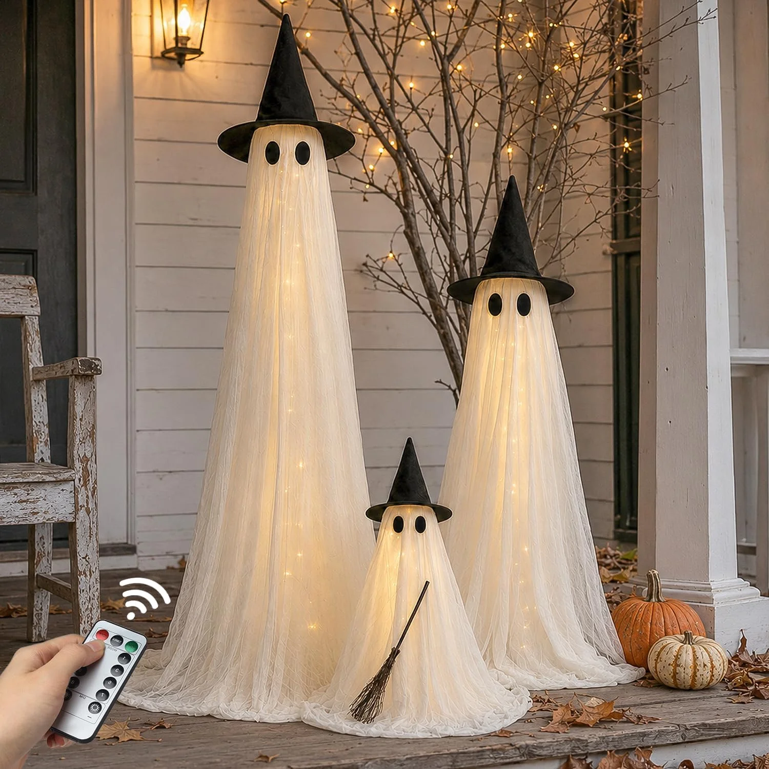Decorations Outdoor 2 Pack 5FT Large Ghosts with Timer Remote - Image 2
