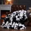 PLUUSHUU Faux Fur Throw Blanket for Couch, Fluffy Fuzzy Plush Bubble Blanket, Soft Warm Cozy Shaggy Rabbit Blanket, Luxury Decorative Gifts for Sofa Bedroom Living Room, 60x50inch (Cow Print-Brown)