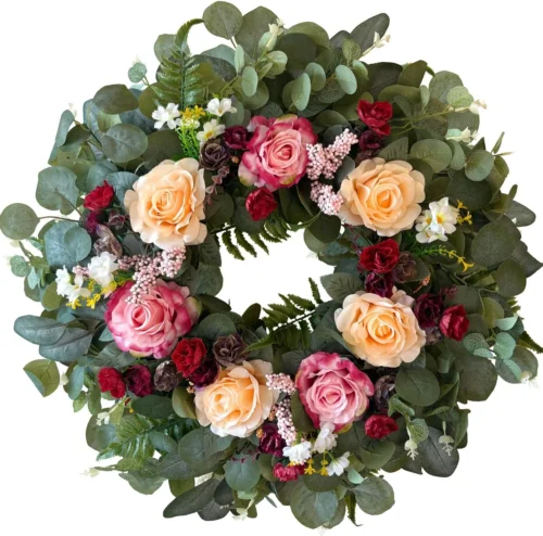 24 Inch Fall Wreaths for Front Door with Hydrangea, Mini Pumpkins