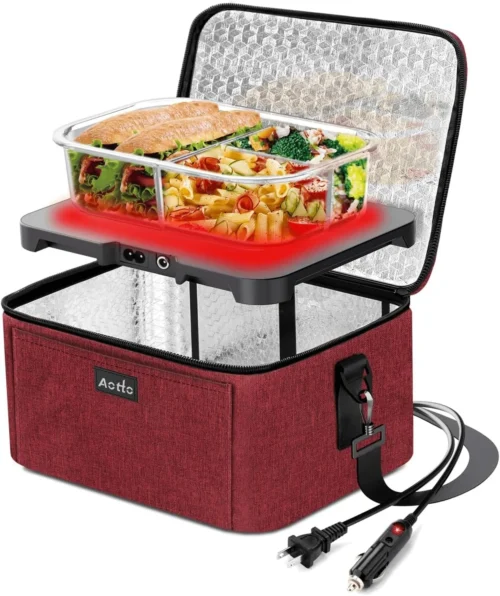 Portable Oven, Electric Lunch Box Food Heater - 12V/24V/110V 3-in-1 Car Food Warmer - Mini Personal Microwave Heated Lunch Box Warmer for Car, Truck