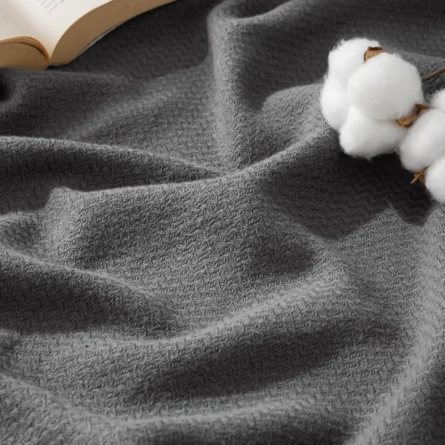 Bedsure 100% Cotton Blanket, Herringbone Weave, Queen Size, Linen Beige