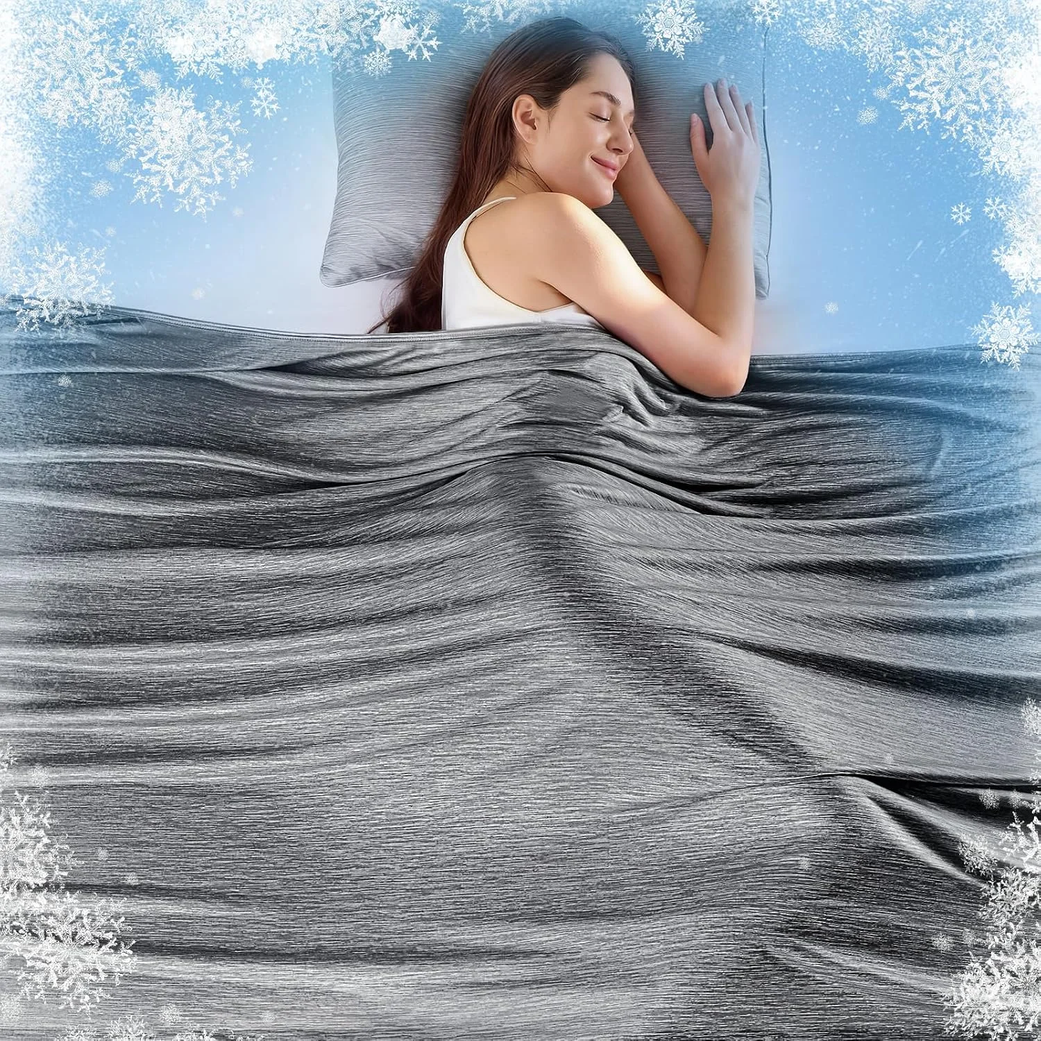 KMUSET Cooling Blanket Twin (60x80), College Dorm Essentials for Guys, Summer Cold Blankets for Hot Sleepers & Night Sweats, Cool Lightweight Breathable Blanket for Twin Size Bed Light Grey - Image 4