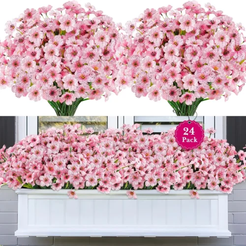 Alternative view of 24PCS Artificial Fall Flowers for Outdoors, Fake Mums, Orange