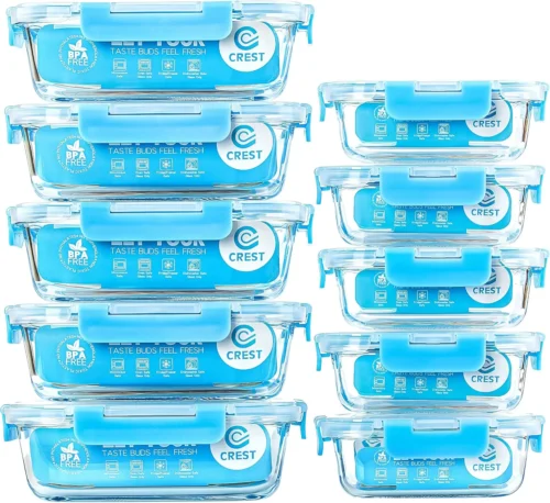 Alternative view of CREST [10 Pack] Glass Meal Prep Containers, Food Storage Containers with Lids Airtight, Glass Lunch Boxes, Microwave, Oven